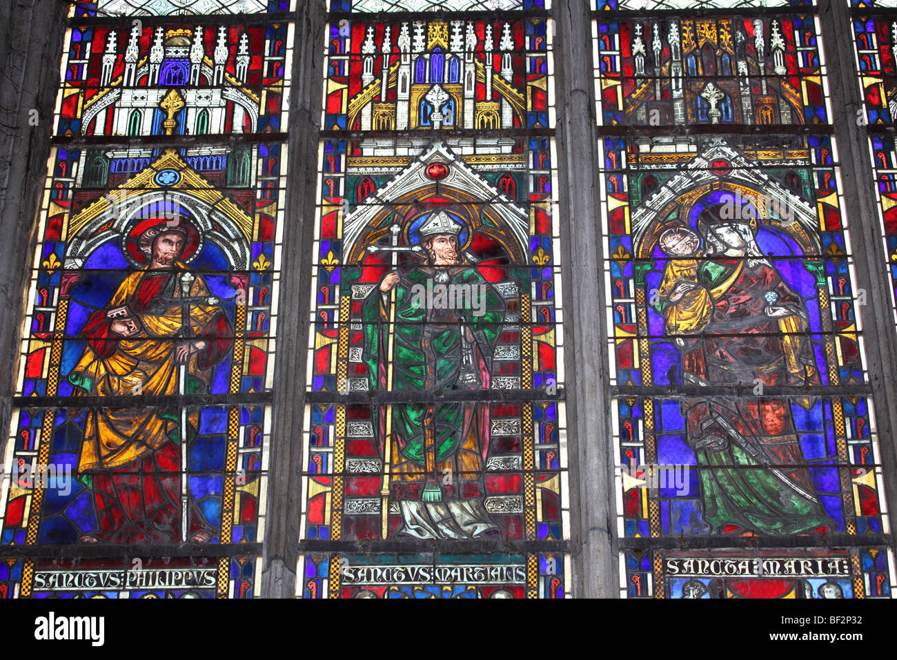 France Sens Cathedral Stained Glass Window Stock Photo