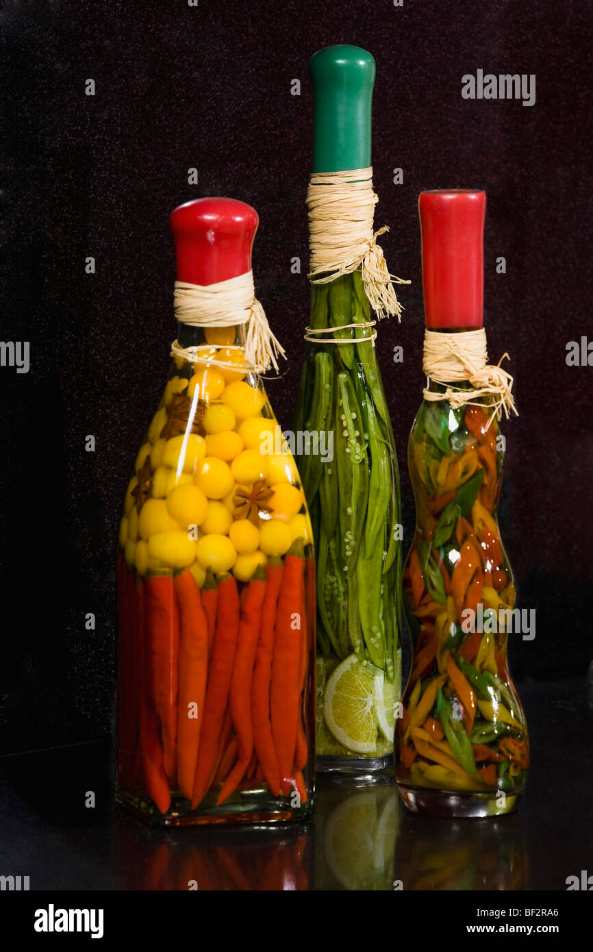 Closeup of pickle bottles Stock Photo Alamy