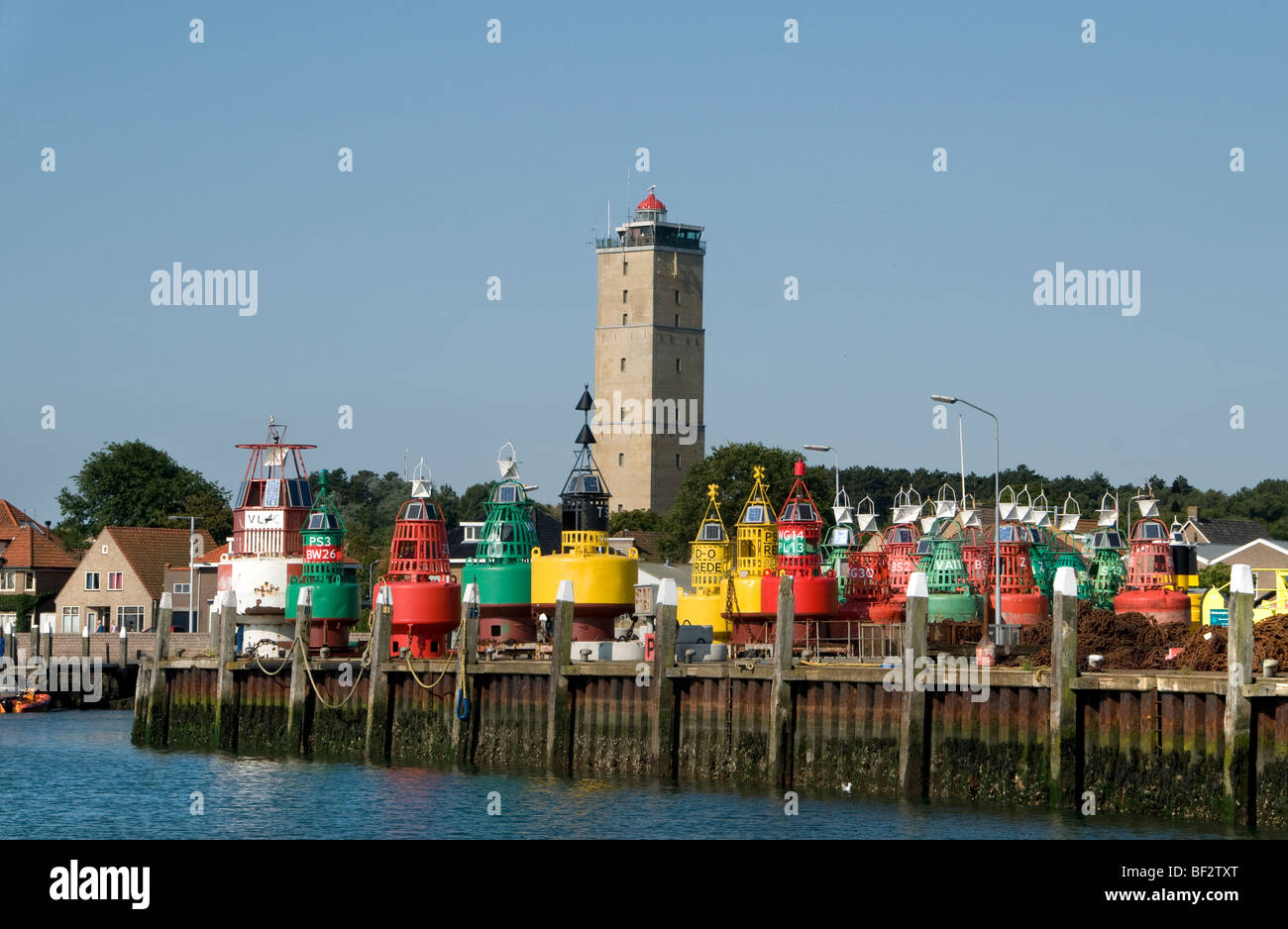 Terschelling Friesland Brandaris lighthouse Wadden Wad Sea Harbour Port Netherlands Stock Photo