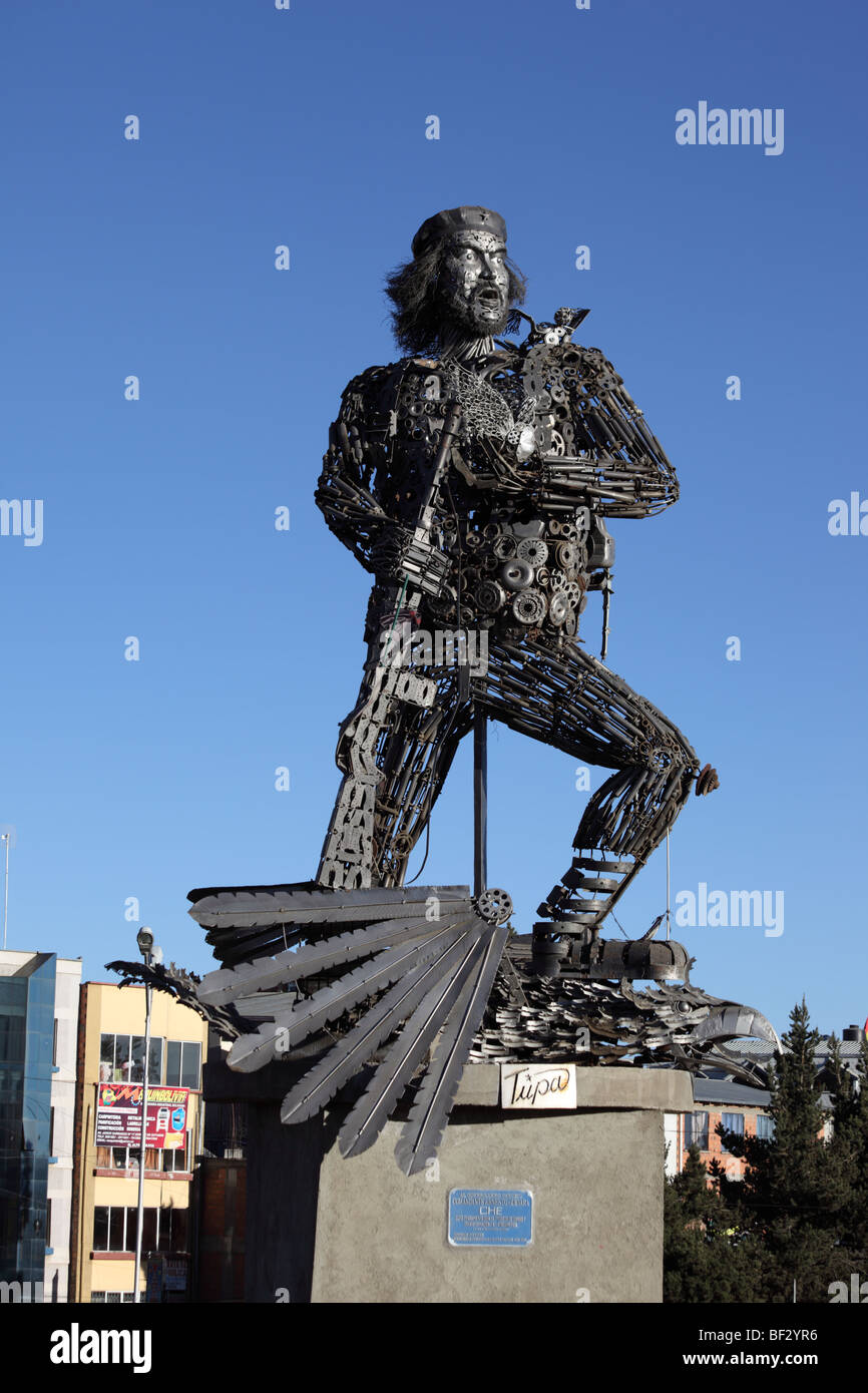 Che Guevara monument made out of recycled scrap metal, La Ceja, El Alto , La Paz , Bolivia Stock Photo