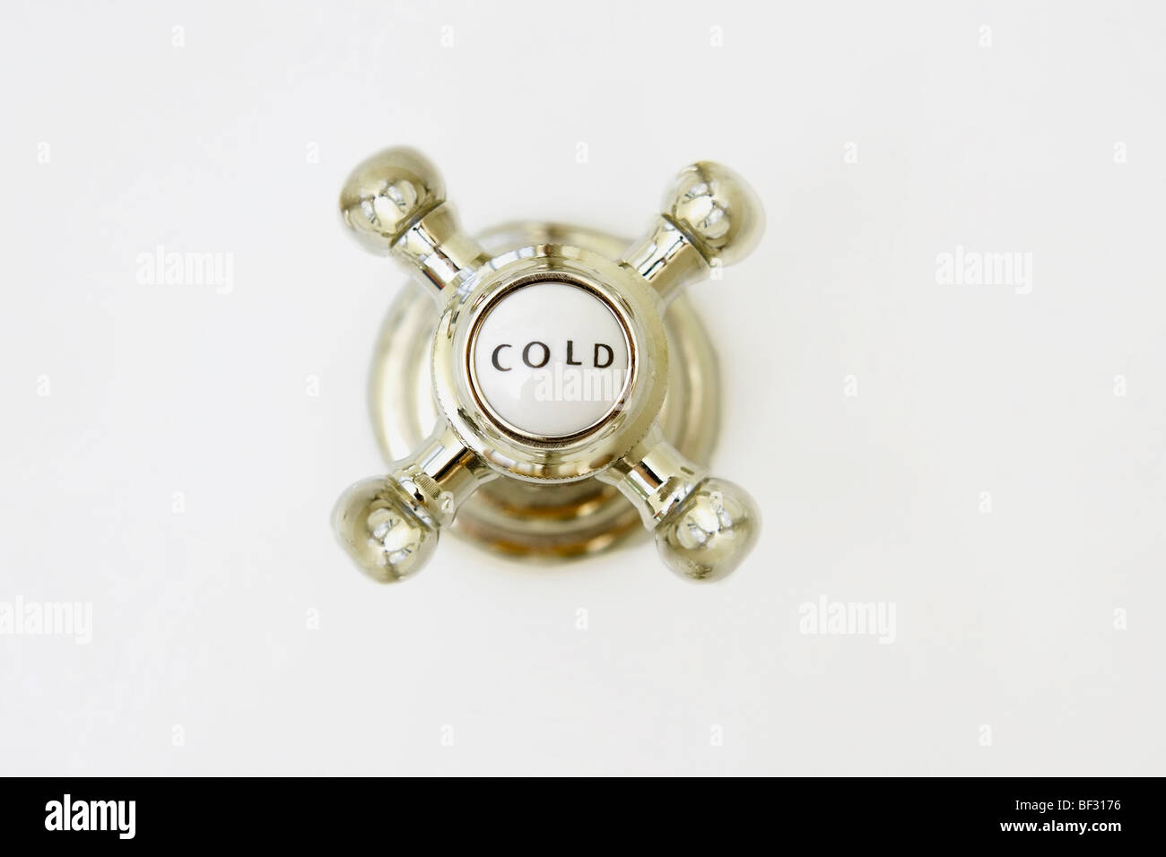 Closeup of a cold water shower knob Stock Photo Alamy