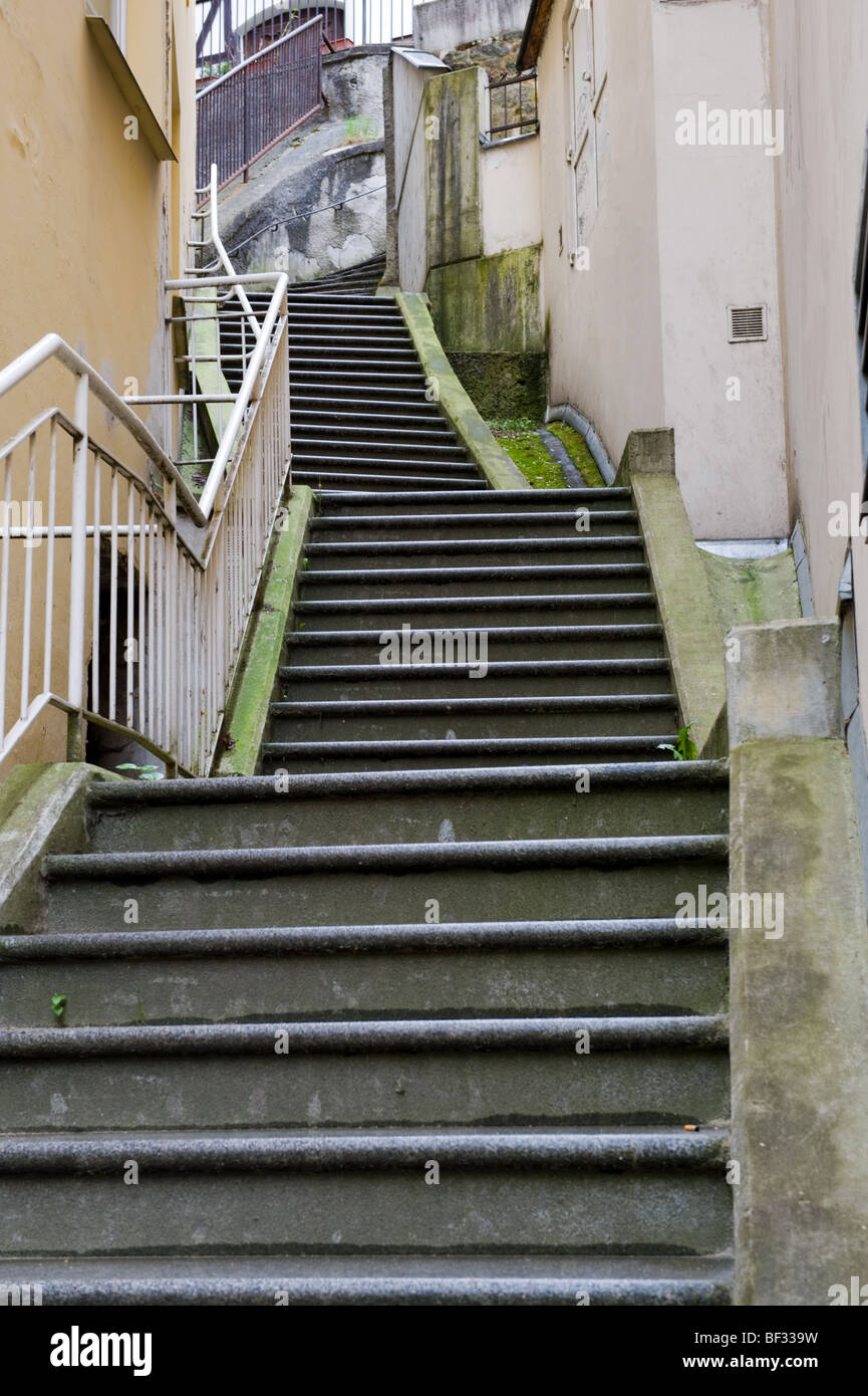 crooked stairs in prague Stock Photo