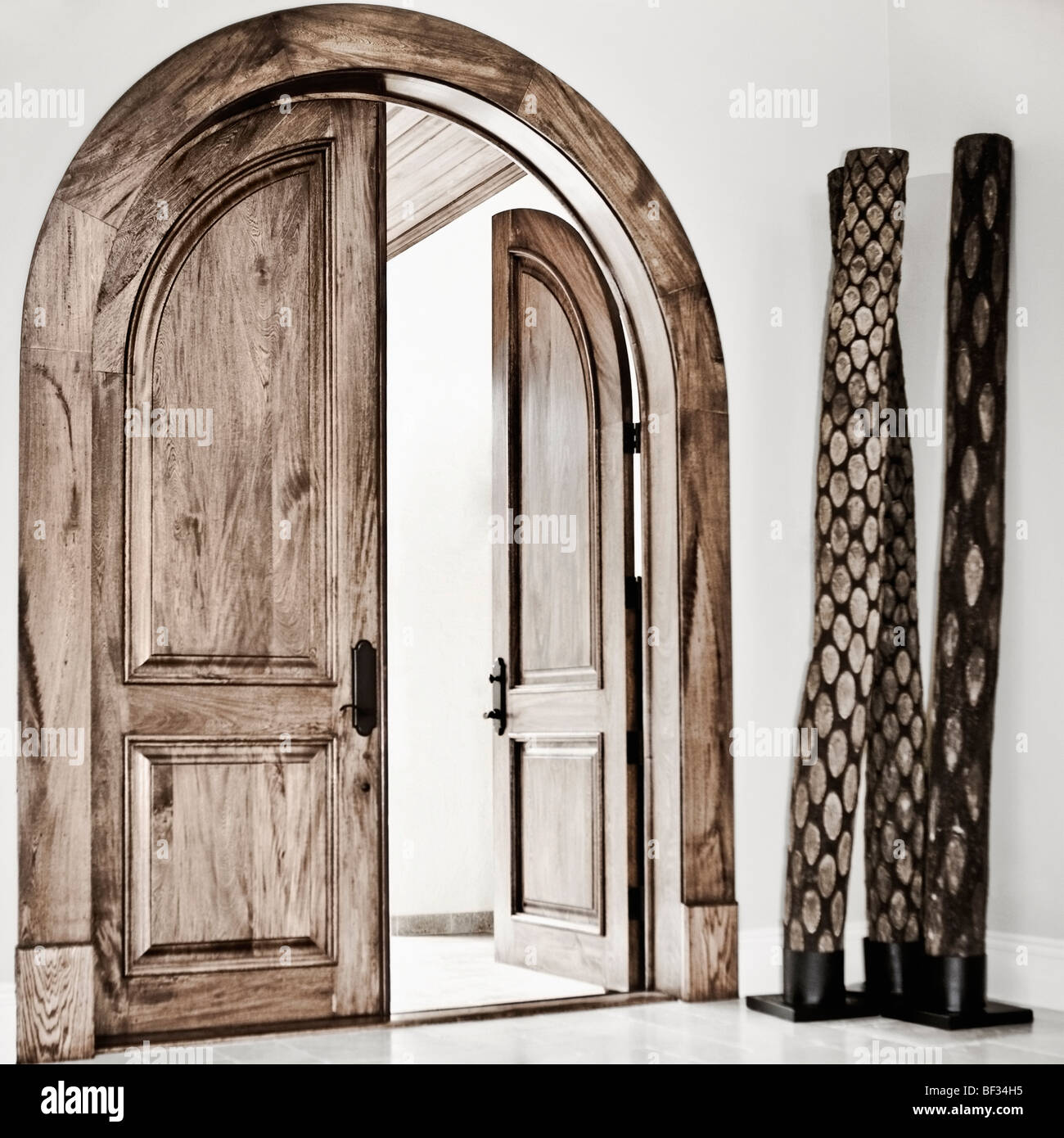 Decorative pillars near a door Stock Photo Alamy