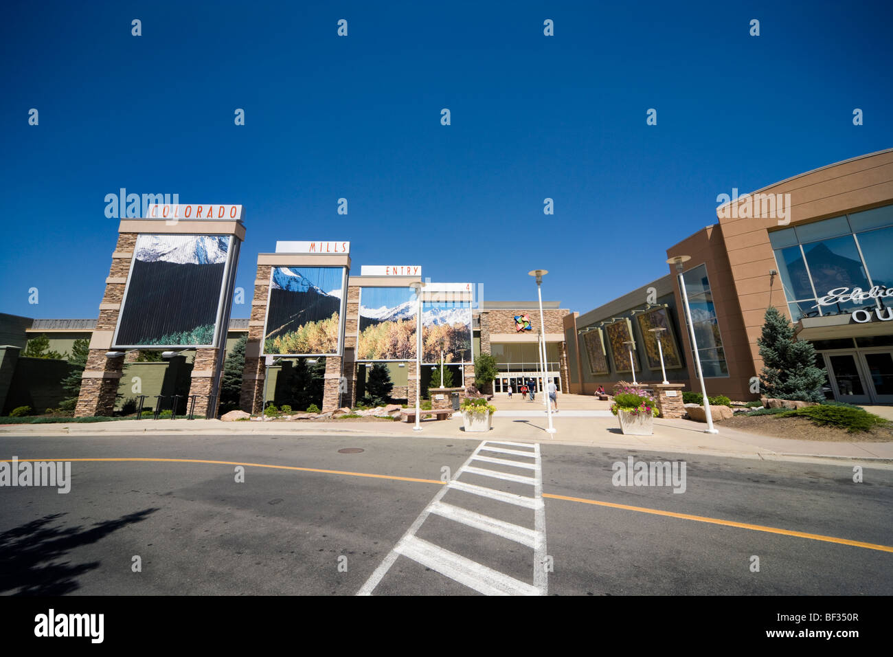 American Colorado Mills Outlet Shopping Mall entrance, entry, 4, Four in Denver Colorado USA CO US. Visitors shopping Stock Photo