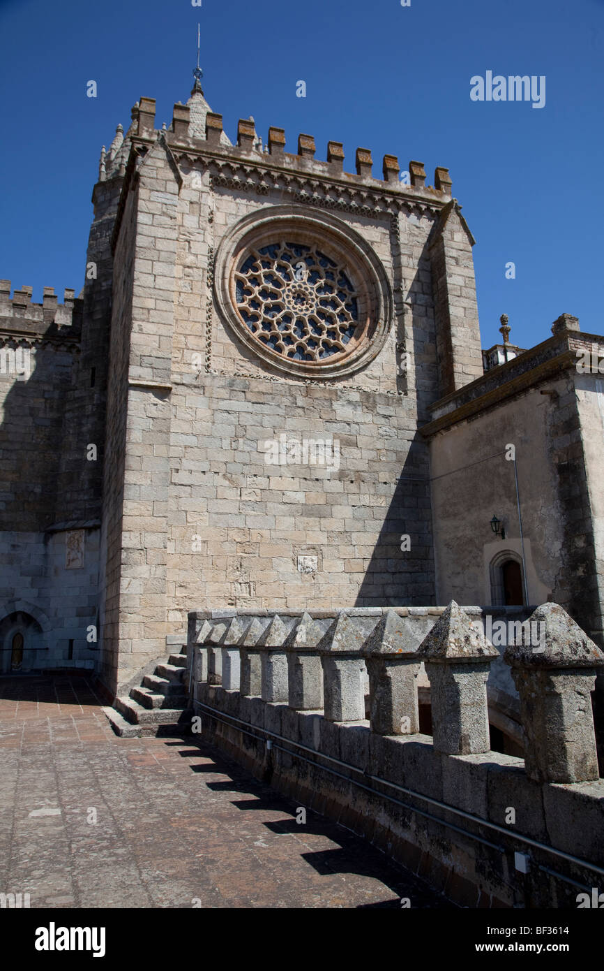 Portugal, Evora, Cathedral,   rose window of the transept arm. Stock Photo