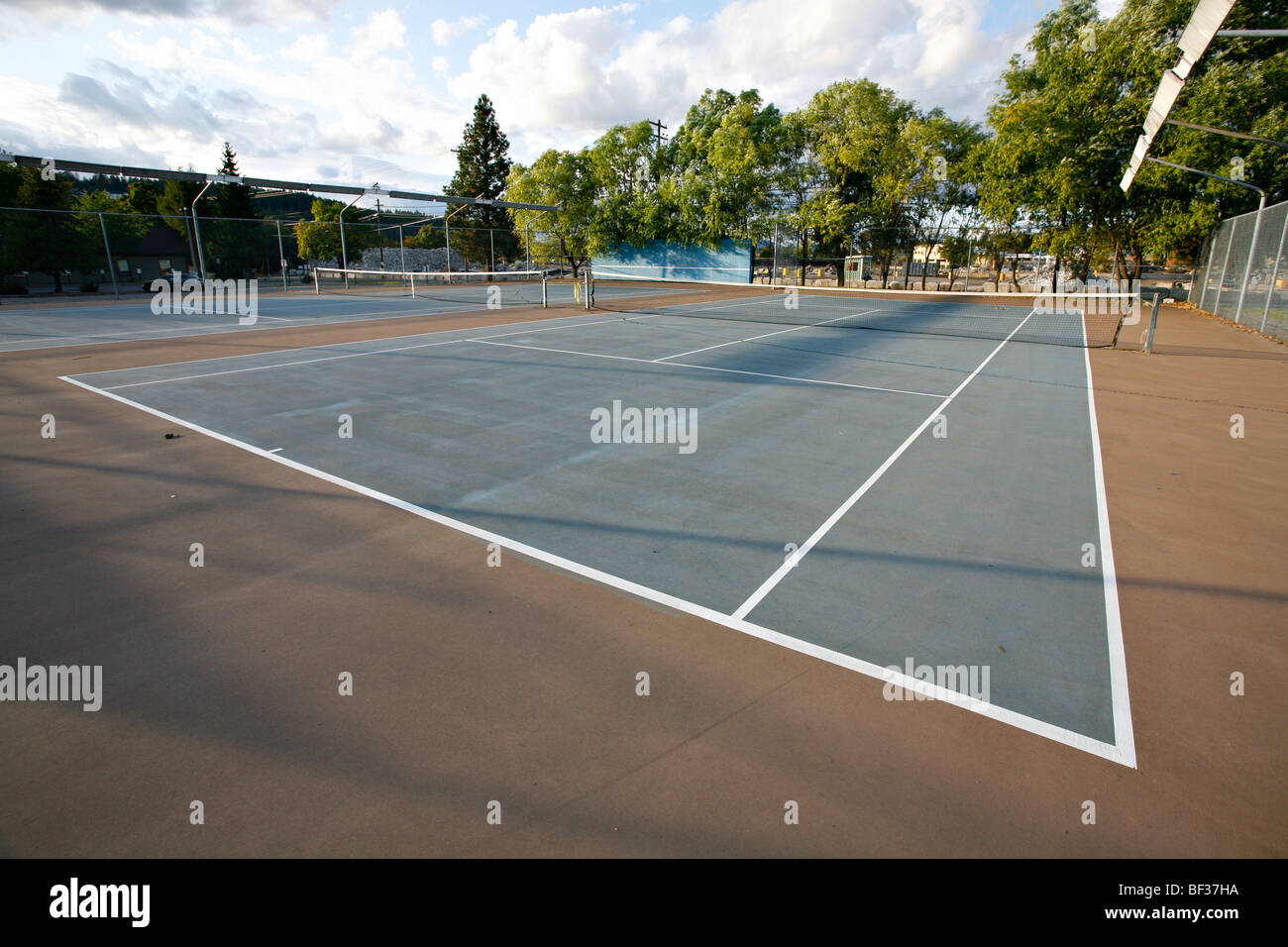 Wide angle view of the tennis courts at North Idaho College, in Coeur D  Alene, Idaho Stock Photo - Alamy