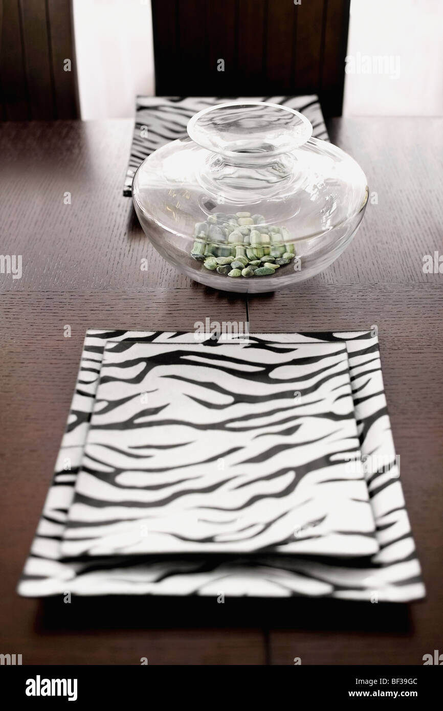 Trays on a dining table Stock Photo Alamy