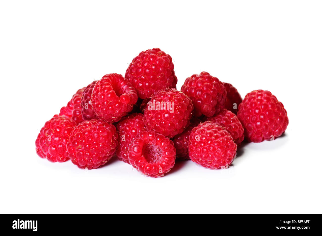 Heap of raspberry isolated on white Stock Photo