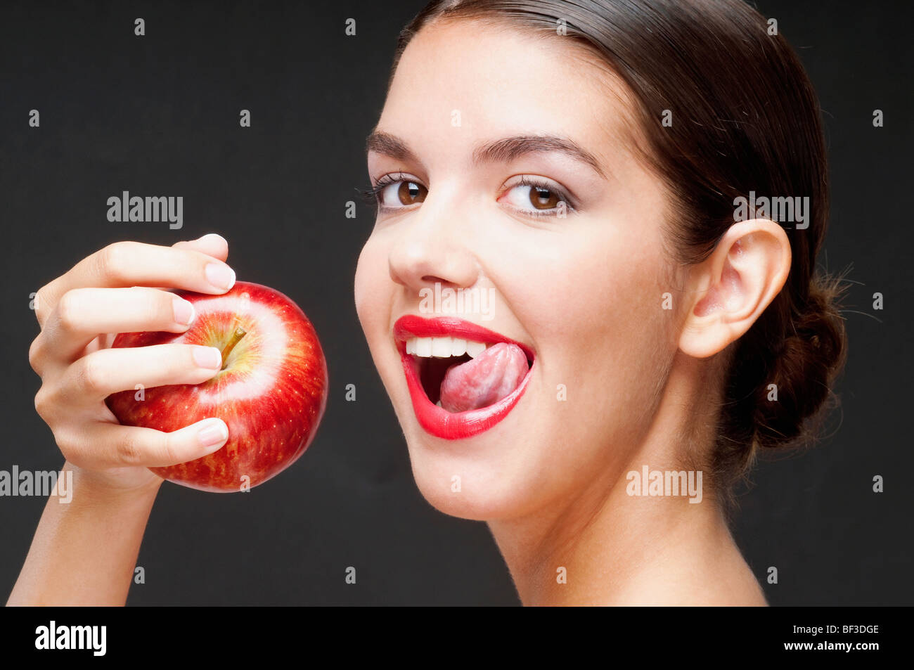 Apple eating close up mouth hi res stock photography and images Alamy