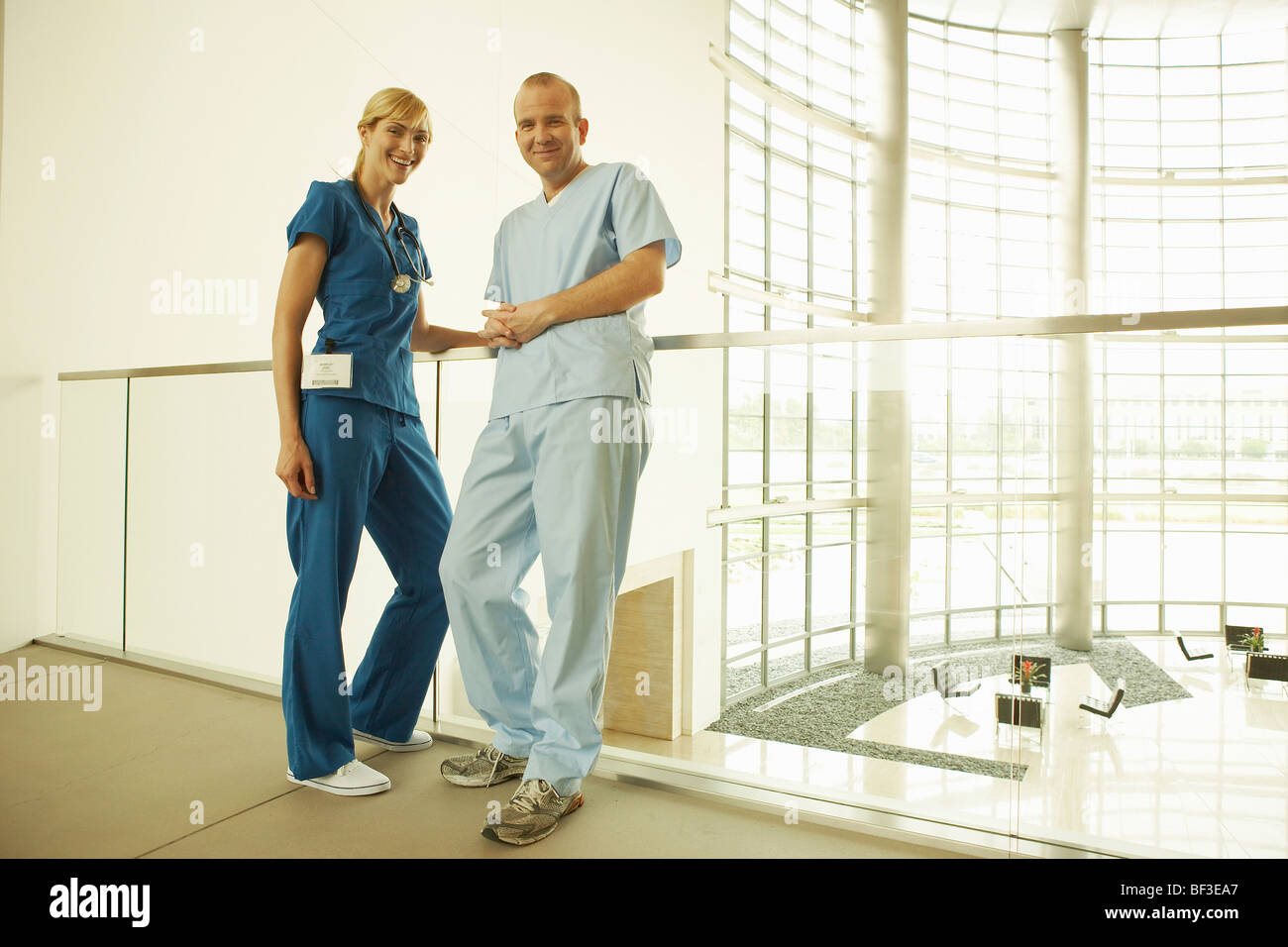 Medical personnel in modern facility Stock Photo
