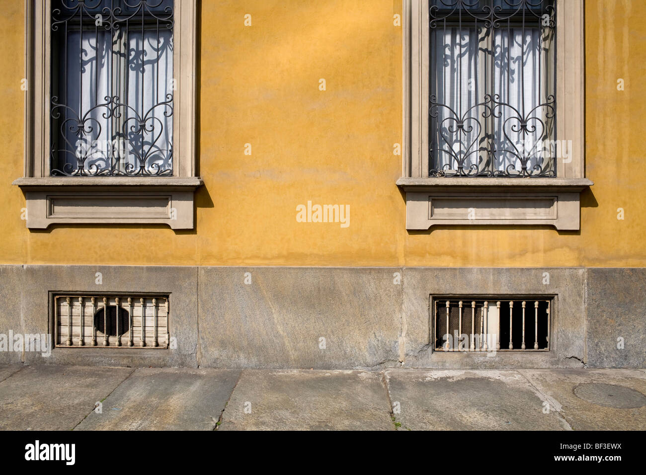 Windows Crocetta neighbourhood Turin Italy Stock Photo