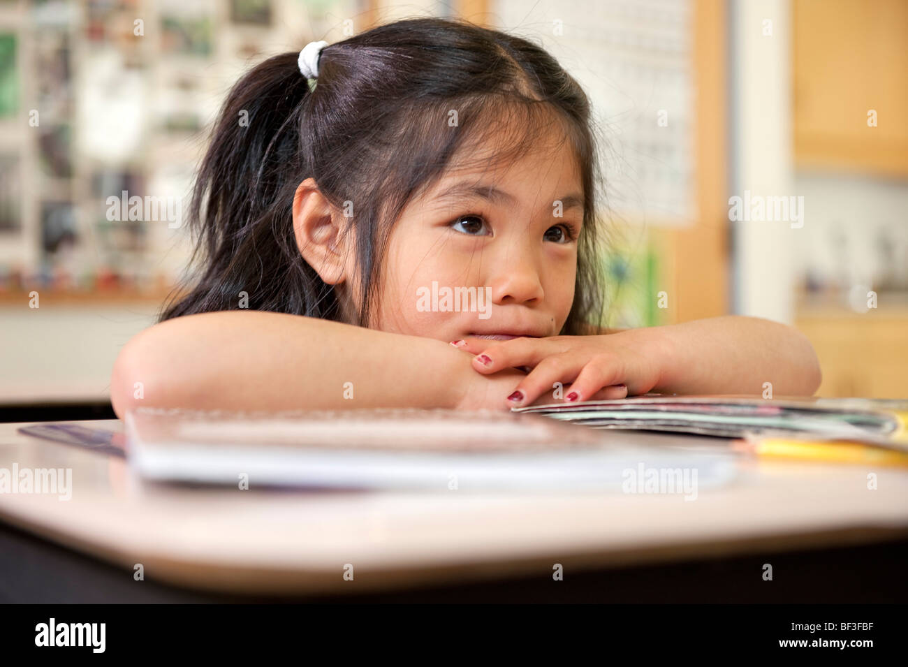 Elementary school student in class Stock Photo Alamy