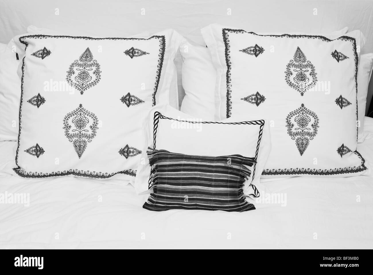 Pillows on the bed Stock Photo