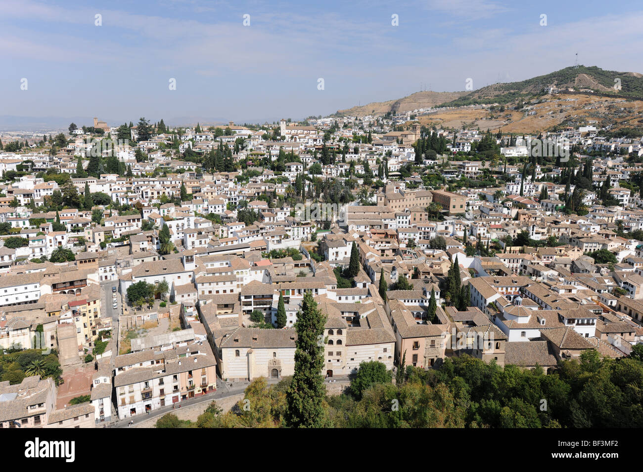 view over Albaicin area Granada from the Alcazaba, The Alhambra, Granada, Andalusia, Spain Stock Photo