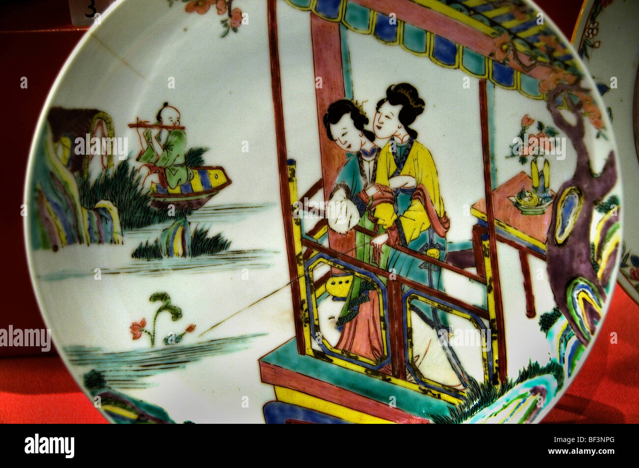 Family  Kangxi 1662 porcelain China Chinese women Stock Photo