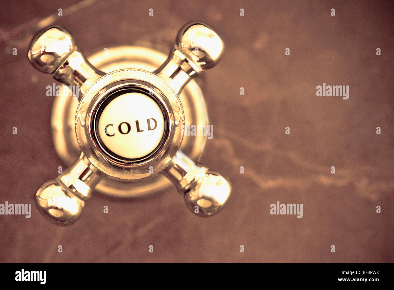 Closeup of a cold water shower knob Stock Photo Alamy