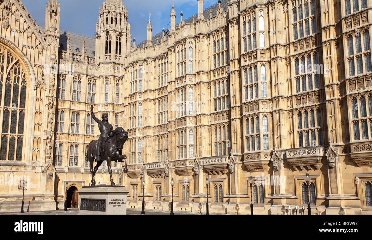 Richard Lionheart Statue outside Parliament, London Stock Photo