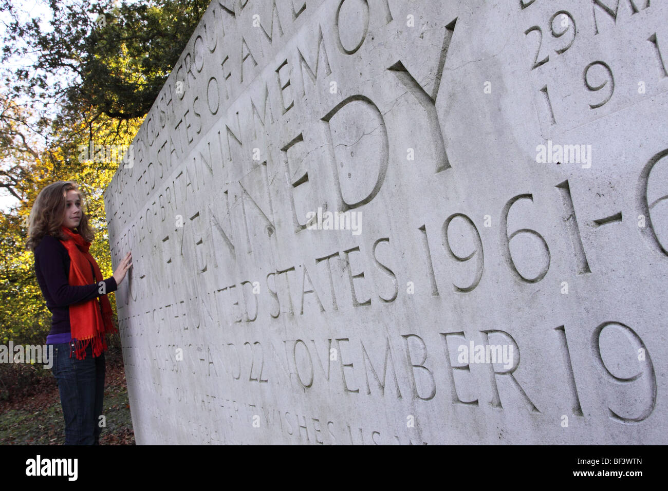 Runnymede Surrey the Kennedy Memorial made of Portland stone dedicated