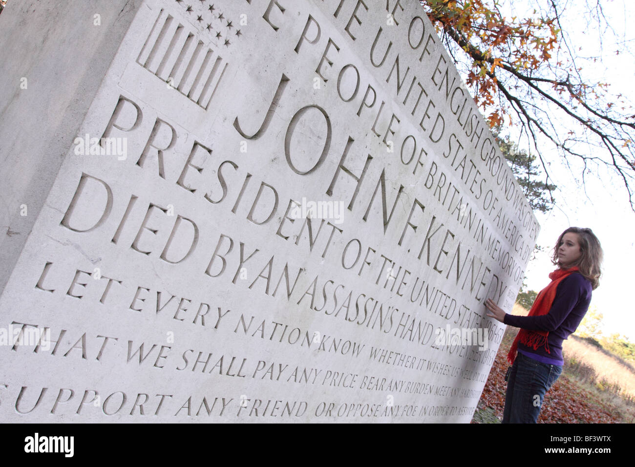 Runnymede Surrey the Kennedy Memorial made of Portland stone dedicated