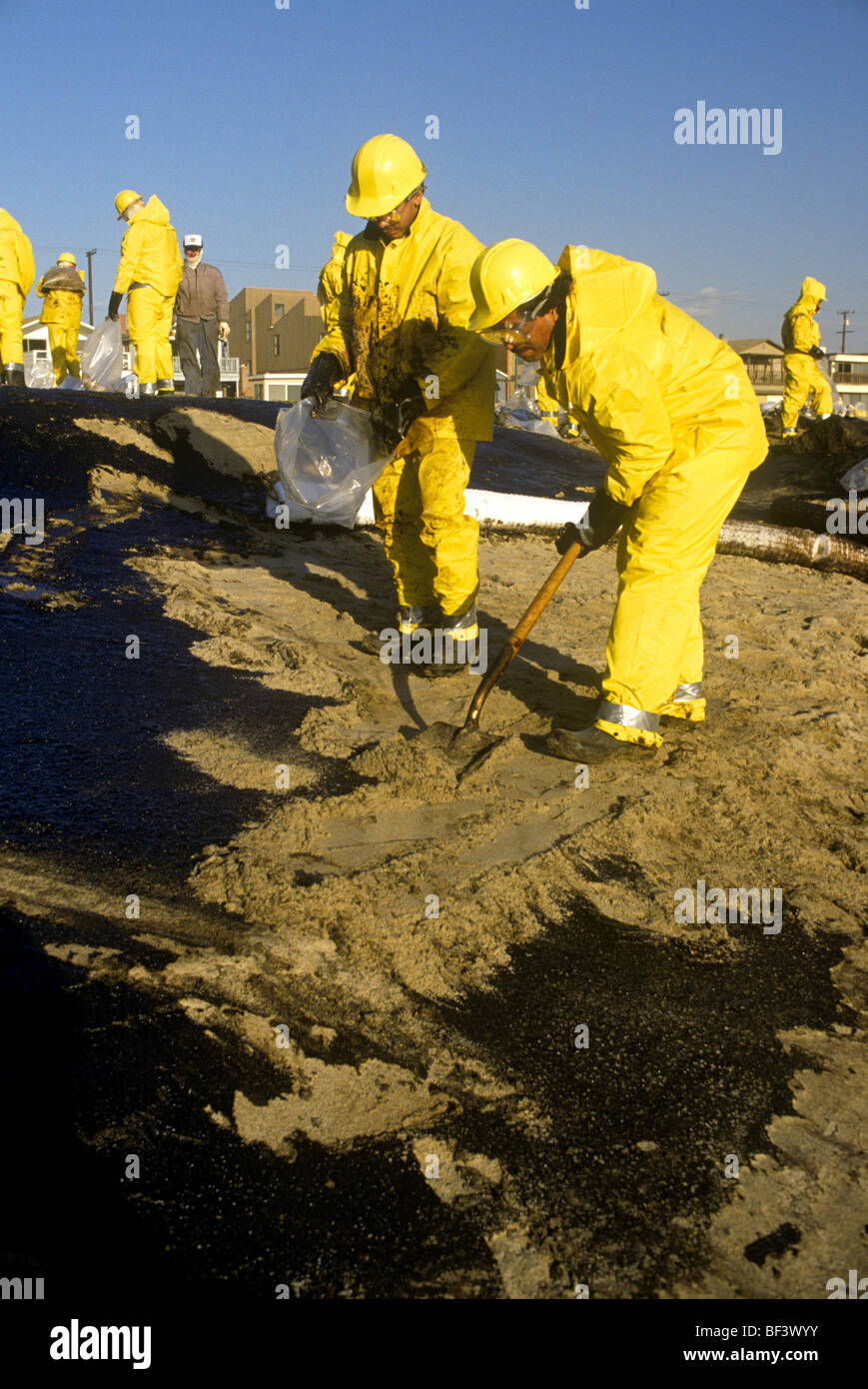 Oil Spill Clean Up on Beach in Orange County, CA Stock Photo Alamy