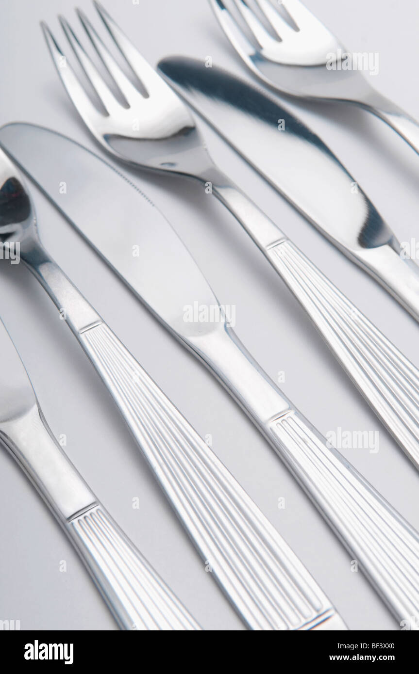 Close-up of forks and knives Stock Photo