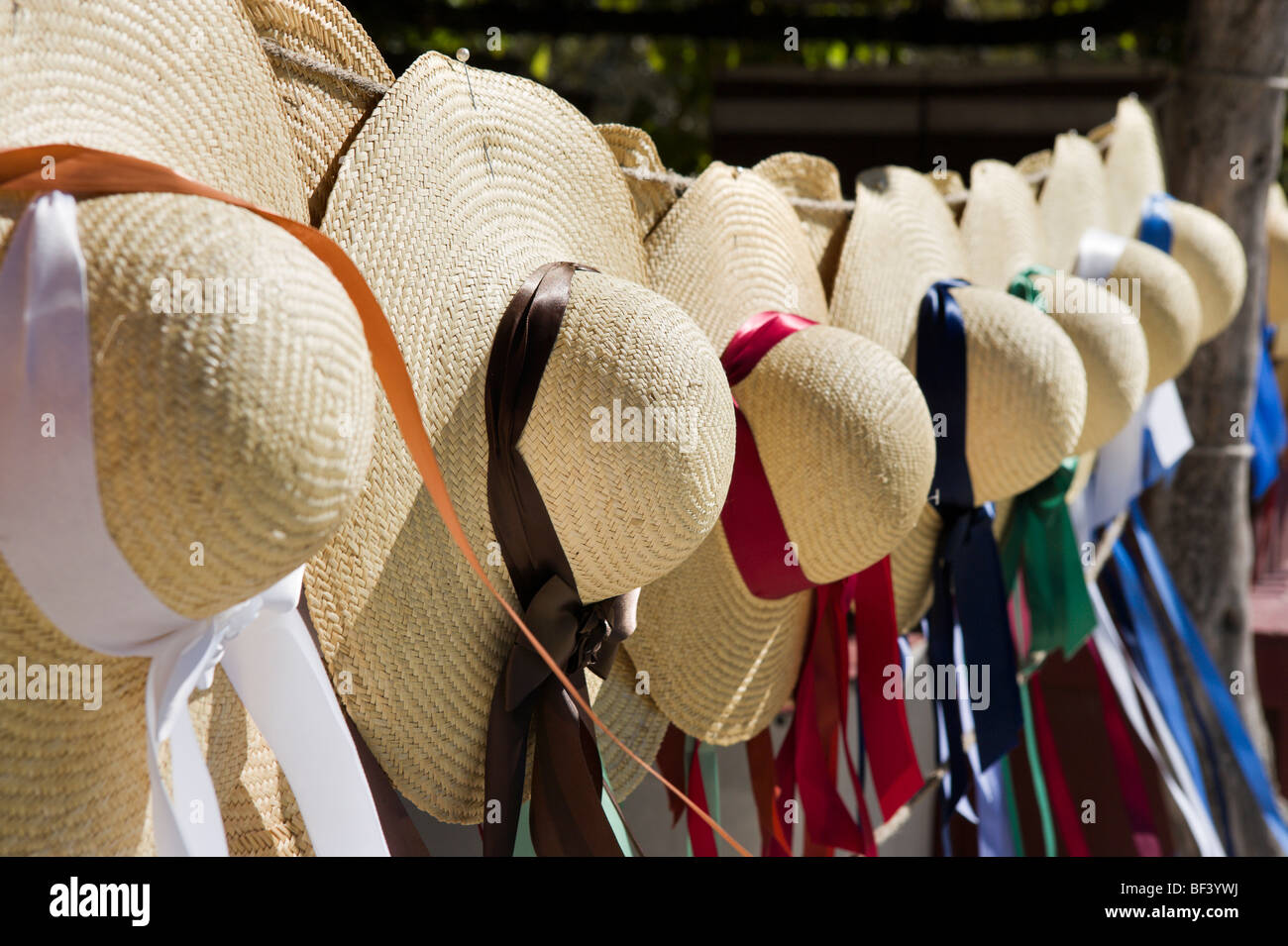 Hats for sale on Duke of Gloucester Street (the main street), Colonial Williamsburg,Virginia, USA Stock Photo