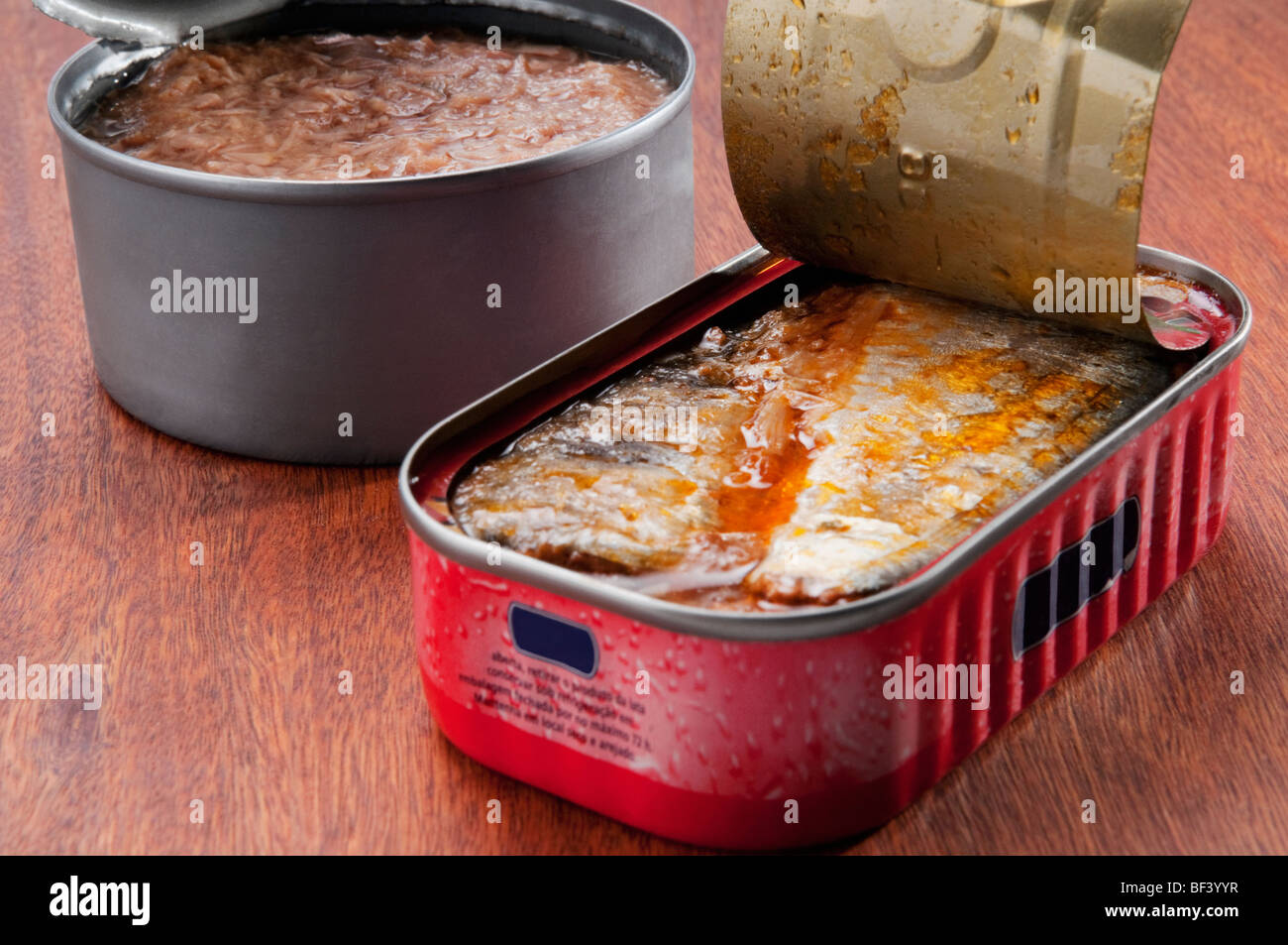 Close-up of canned fish Stock Photo