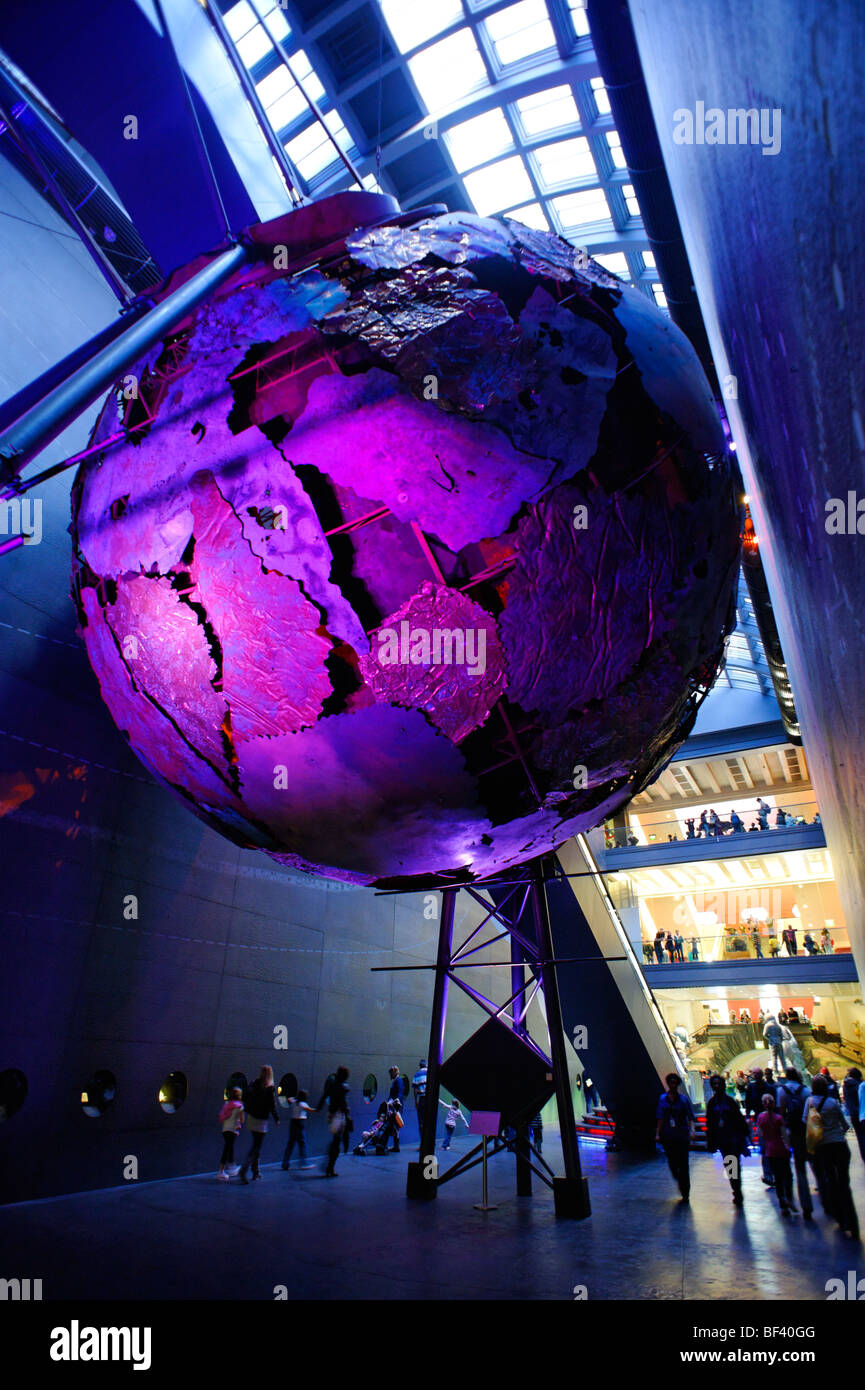 Earth sculpture entrance to the Red Zone at the Natural History Museum