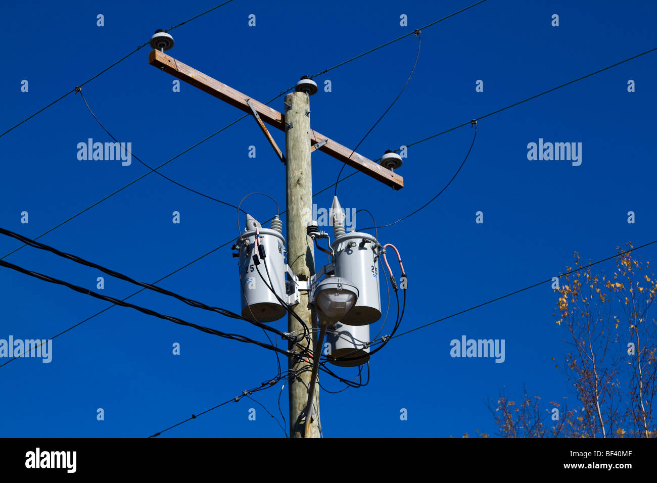 Transformers on a Utility Pole Stock Photo