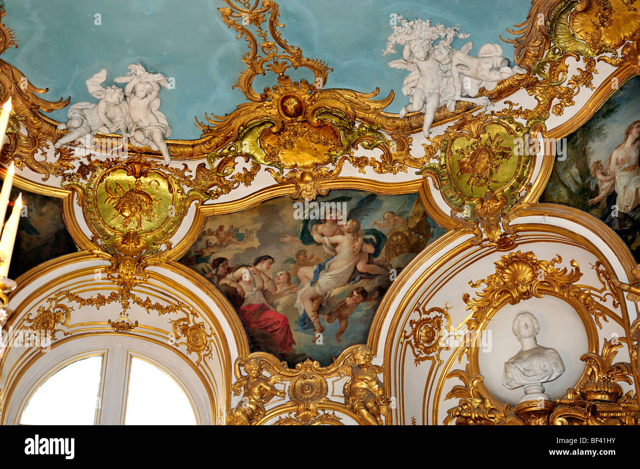 Paris, France - Inside, French History Archives Museum, Architectural Detail, Ceiling Painting "Oval Room" "Ho-tel de Soubise" parisian salon Stock Photo