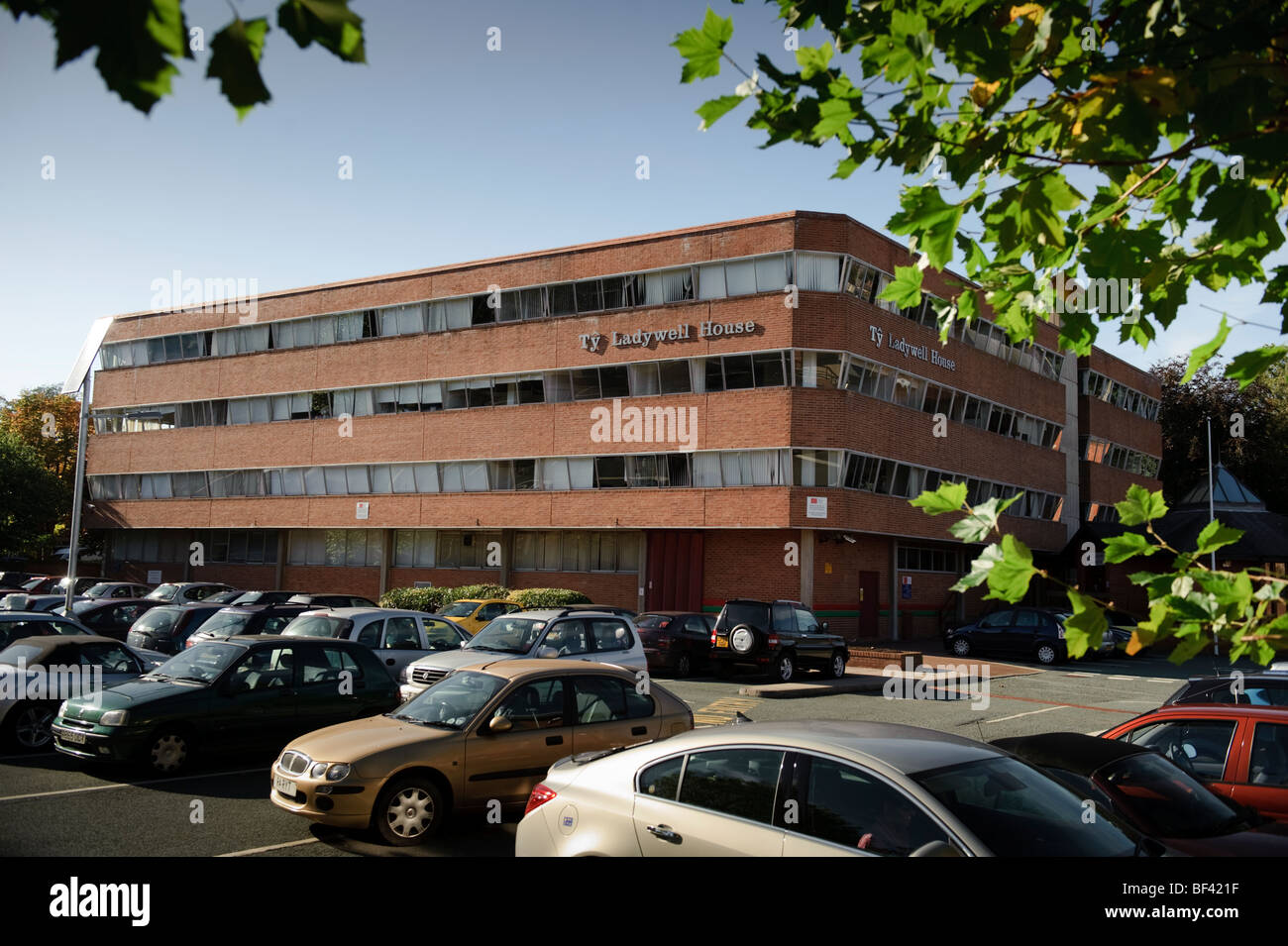 Ladywell House 1970's built office block in Newtown , Powys, Mid Wales UK Stock Photo