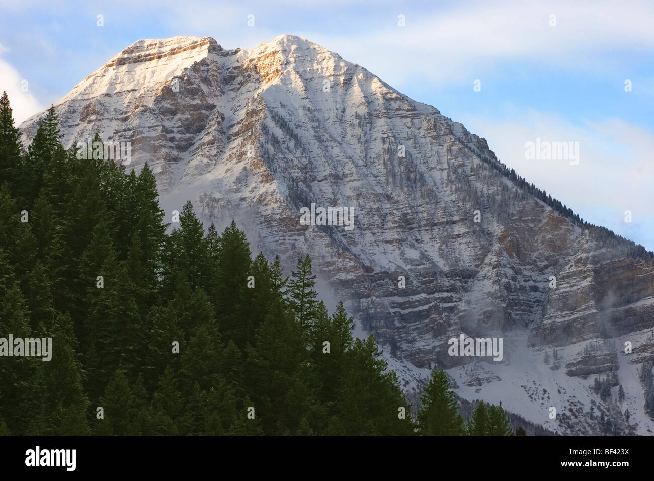 Early autumn snowfall on Mt Timpanogos in the Wasatch Mountains of northern Utah USA Stock Photo