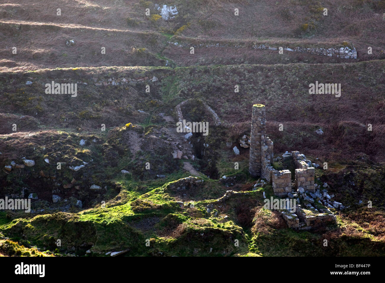 Kenidjack valley; former tin mine; Cornwall Stock Photo