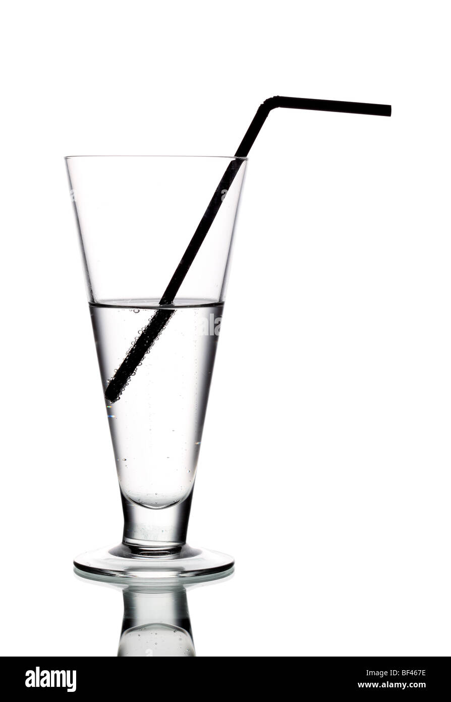 half empty full glass water Stock Photo