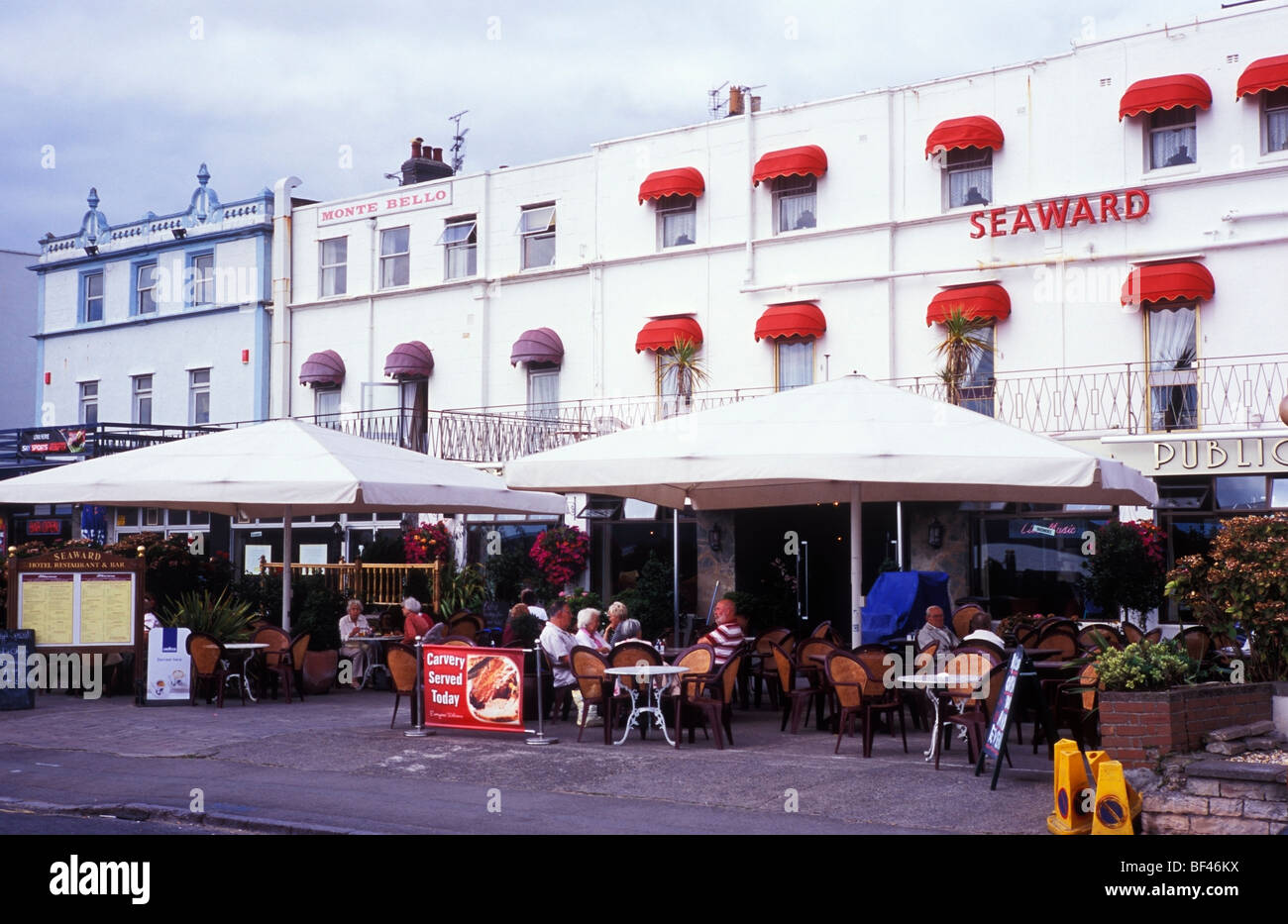 Restaurants at the seafront Weston Super Mare Somerset UK Stock Photo