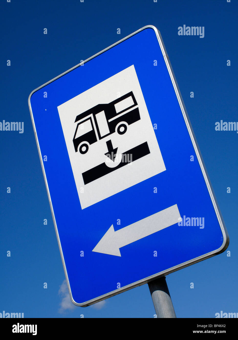 A sign for a campervan service point or aire de camping car Stock Photo -  Alamy
