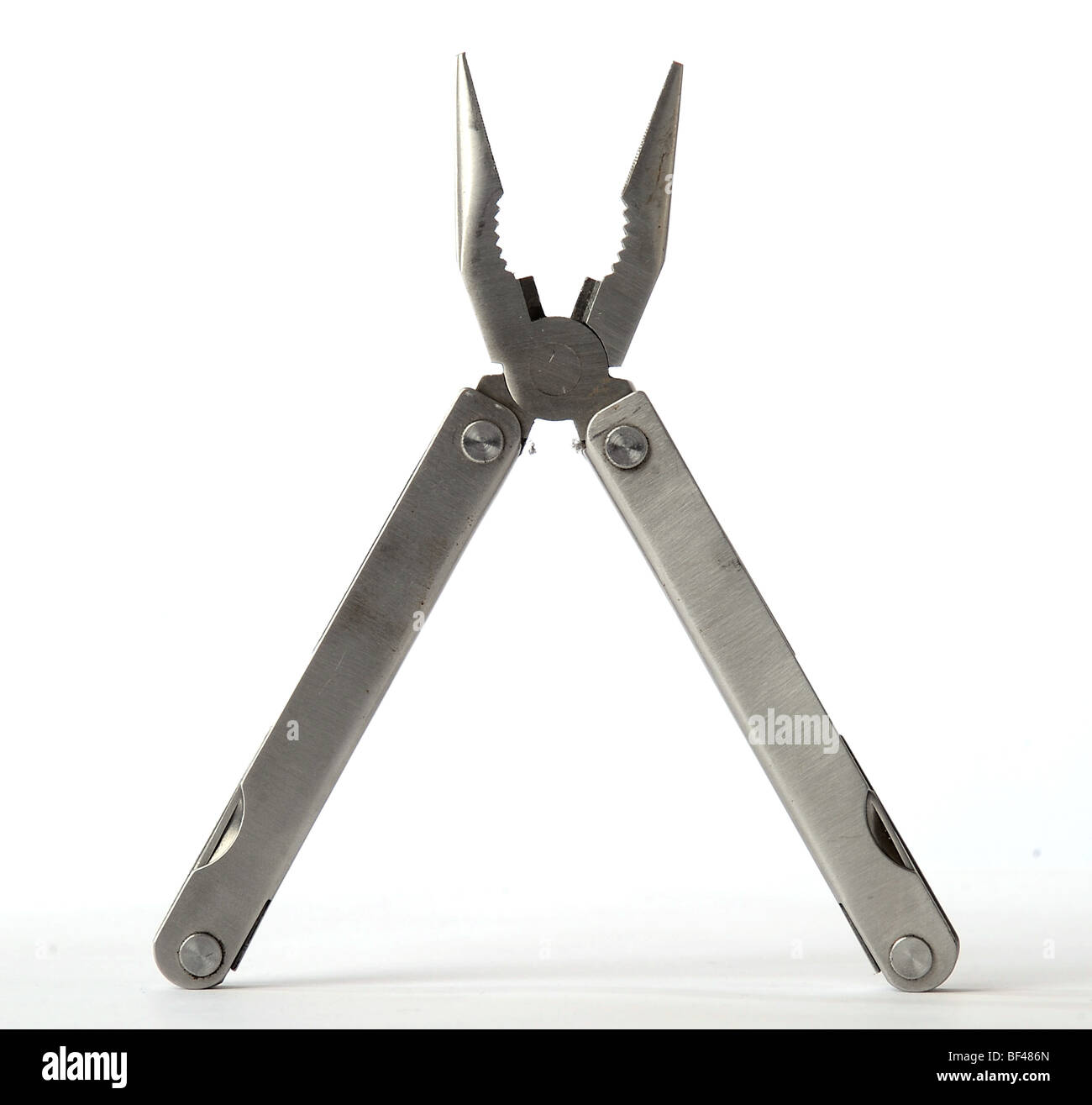 Rolson leatherman style copy retractable toolkit including knives pliers and screwdriver Stock Photo