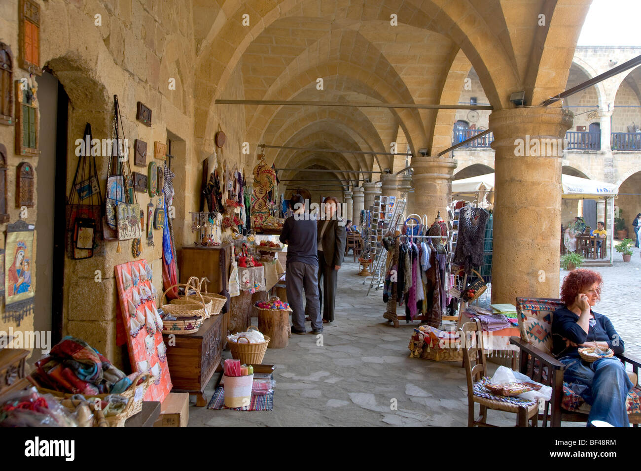 Bueyuek Han, large caravanserai, souvenir shops, Nicosia, Cyprus, Greece, Europe Stock Photo