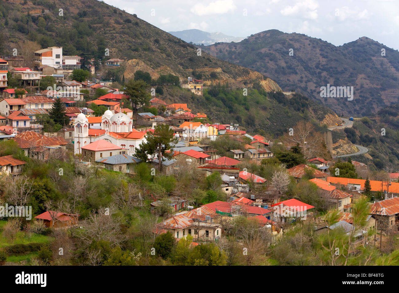 Village in the Troodos mountains, Predoulas, Cyprus, Greece, Europe Stock Photo