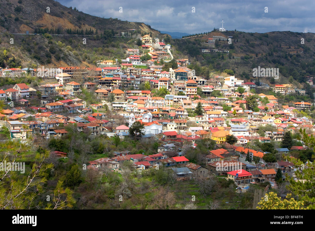Village in the Troodos mountains, Predoulas, Cyprus, Greece, Europe Stock Photo