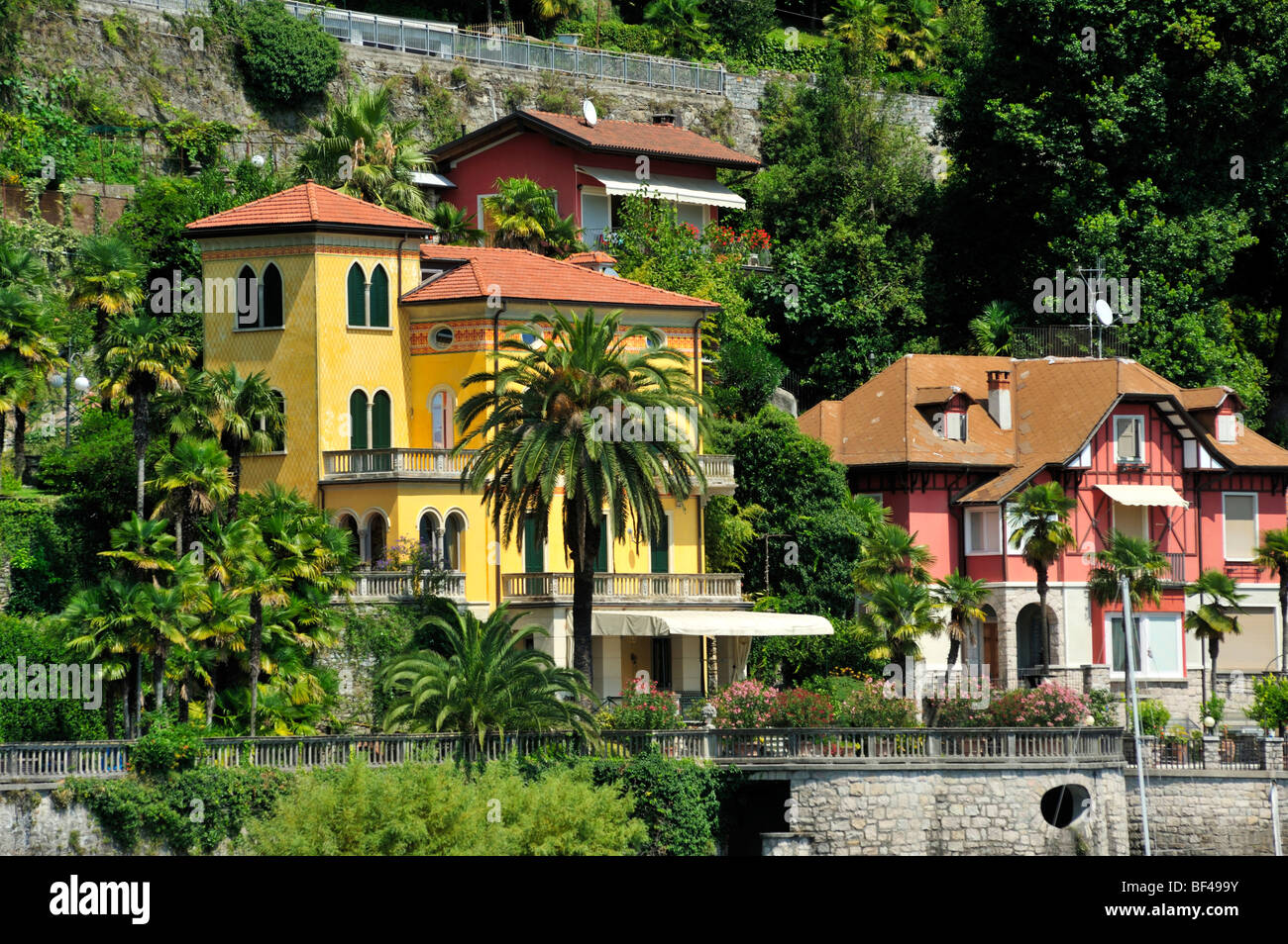Lakeside mansions at Lake Maggiore, Cannero Riviera, Piedmont, Italy