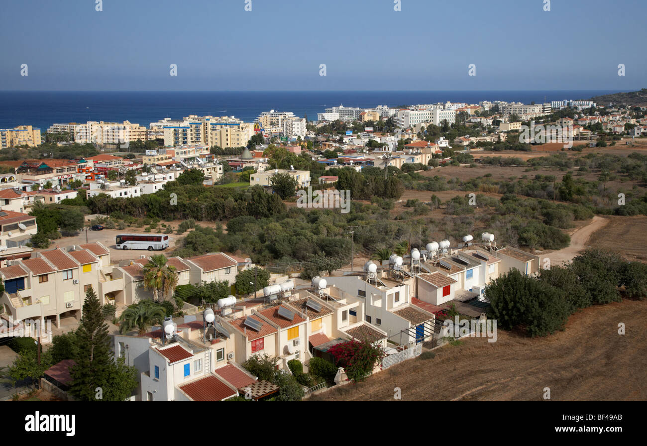 aerial view over houses and apartments in fig tree bay protaras