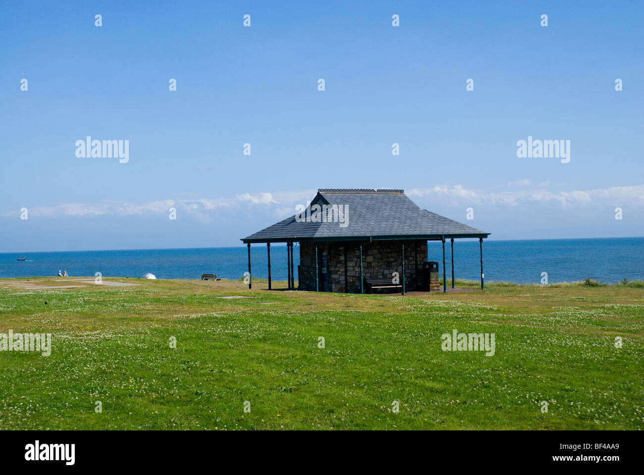 Seaside shelter, Porthcawl, South Wales, UK. Stock Photo