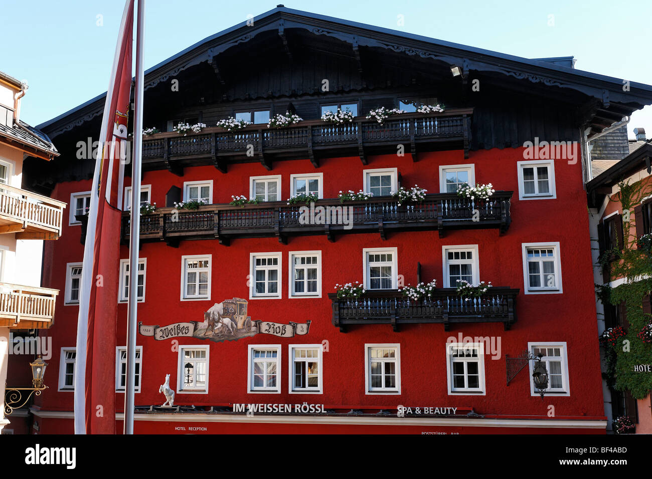 Im Weissen Roessl, famous hotel, St. Wolfgang, Salzkammergut region, Upper Austria, Austria, Europe Stock Photo