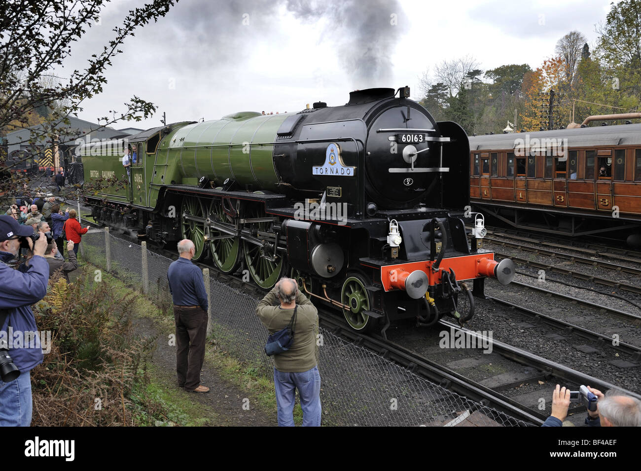 Newly built steam locomotive, Tornado, at Bridgnorth Station on the Severn Valley Railway 2009 Stock Photo