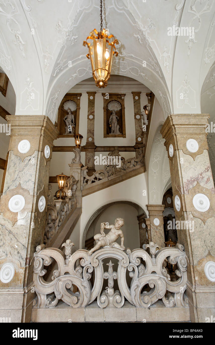 Grand staircase by Georg Raphael Donner with putti, Schloss Mirabell ...