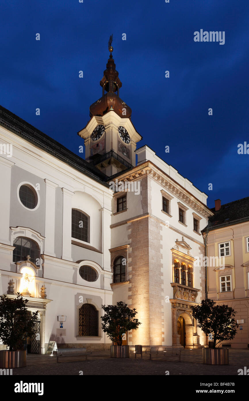 Landhaus building with portal and Minoritenkirche, Church of the Conventual Franciscans, Linz, Upper Austria, Austria, Europe Stock Photo