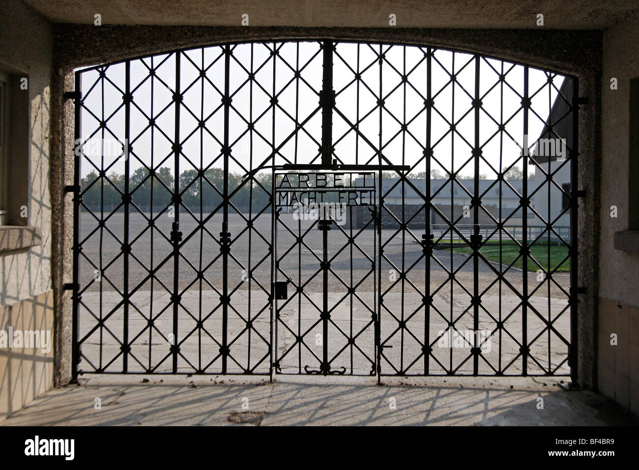Arbeit macht frei, Dachau Concentration Camp Memorial Site, Dachau, Bavaria, Germany, Europe Stock Photo