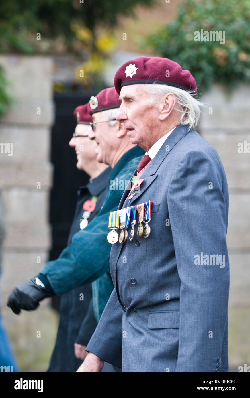 Veteran soldiers parade on remembrance day Stock Photo