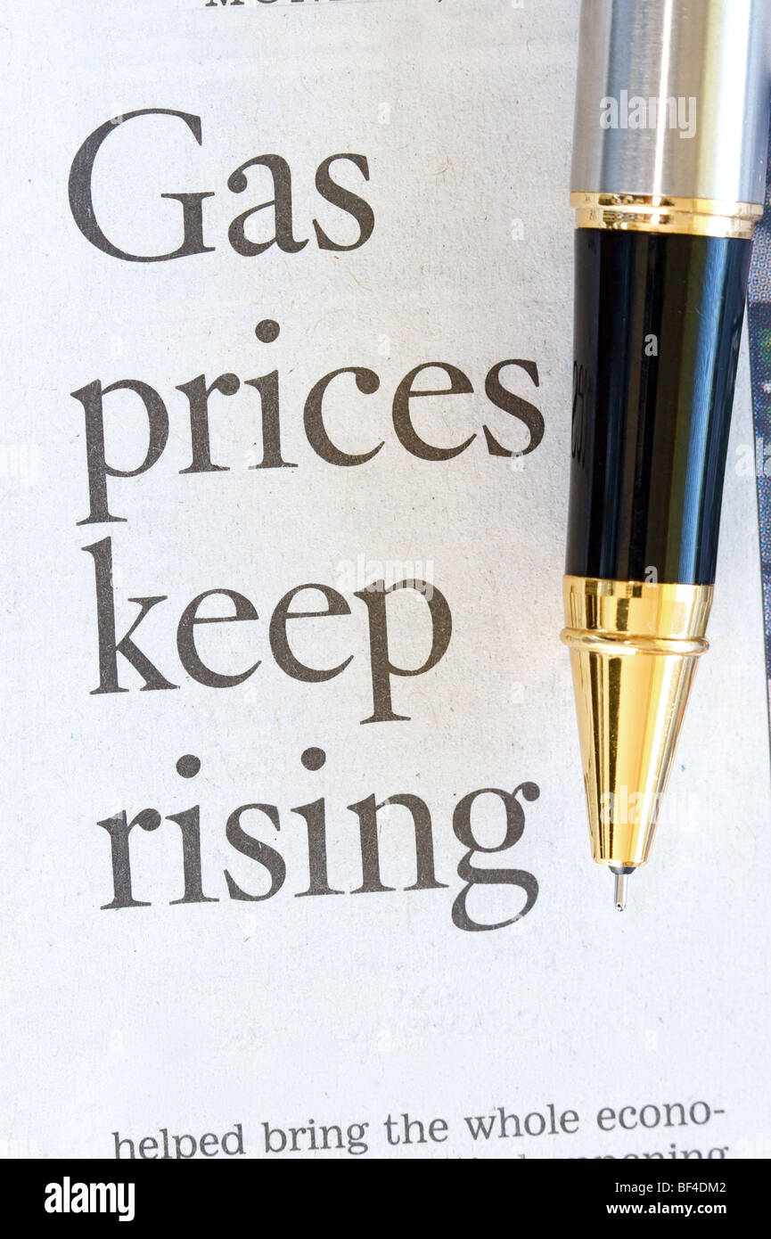 Newspaper article on the price of gasoline and petrol going higher